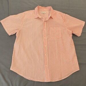 Free Assembly Shirt Mens‎ Large Pink Stripe Short Sleeve Button Front Casual
